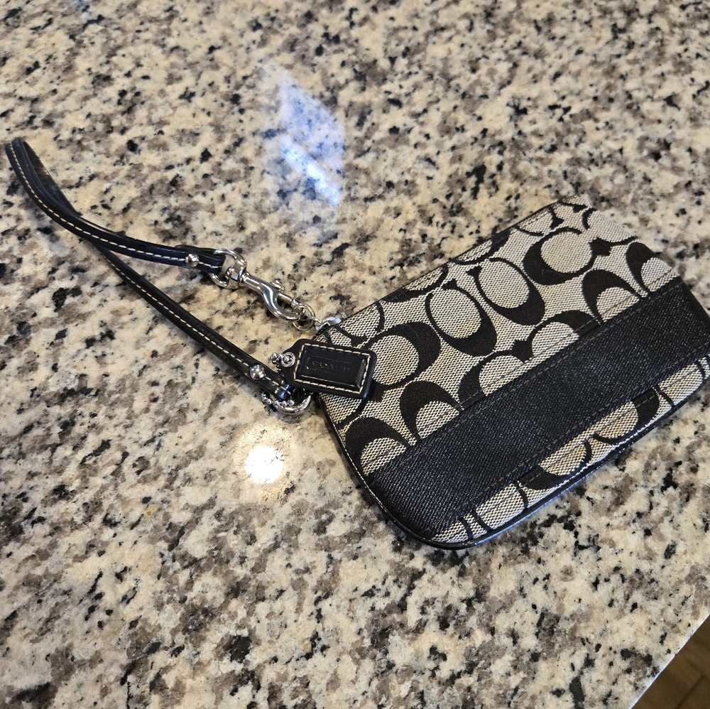 Coach Black and Cream Wristlet - Picture 3 of 5